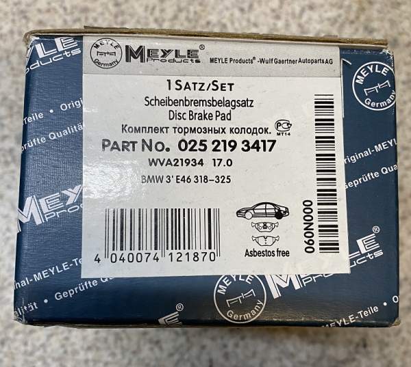 Scheibenbremsbelagsatz HA BMW E46 318-325